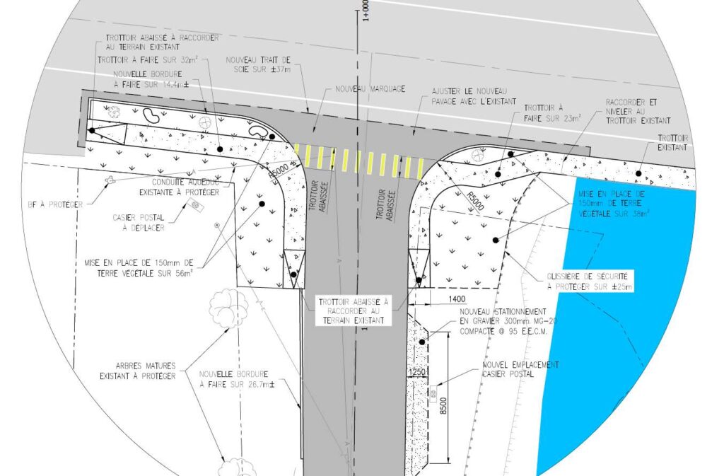 Plan de l'intersection avec la route 170